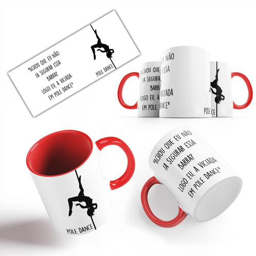 Caneca Vermelha Pole Dance A Viciada Barra Presente