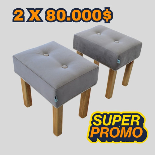 2 Banquetas Tapizadas Toscana Patas Lustradas Roble Claro