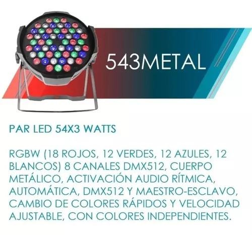 Cañón Led Luces Dj Rgbw De 18 X 3w Dmx512 Steelpro