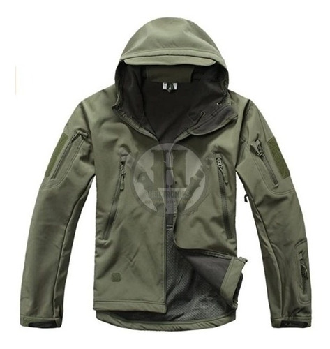 Imagen 1 de 6 de Campera Tactica Neoprene Softshell Verde Xxl Capucha Imperm