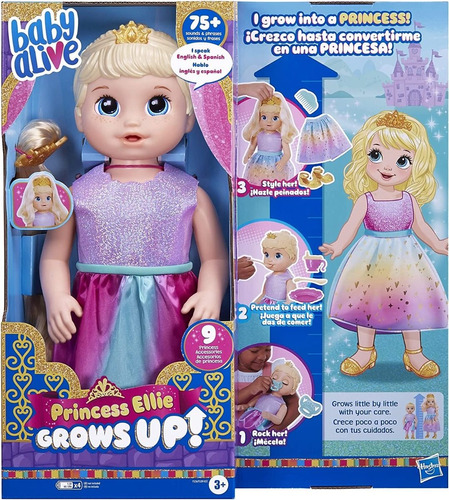 Baby Alive Muñeca Princesa Ellie Interactiva Parlante Ingles