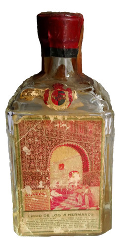 Botella Anis Licor Los 8 Hermanos Miniatura 4x9 Cm Vintage (Usado)