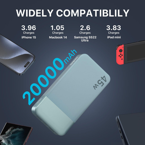 Cargador Portátil Power Bank Nobis 20000mah 45w Azul