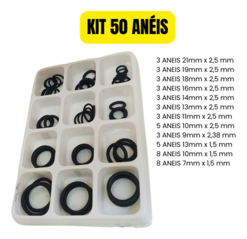 Kit Anel De Vedação Fbg Arruela Reparo De Borracha 50 Pçs