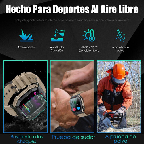 Smartwatch Táctico De 1.85 In Con Bluetooth Y Rastreador