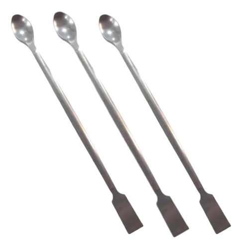 Kit C/ 3 Espátula De Aço Inox Colher 23 Cm Laboratório