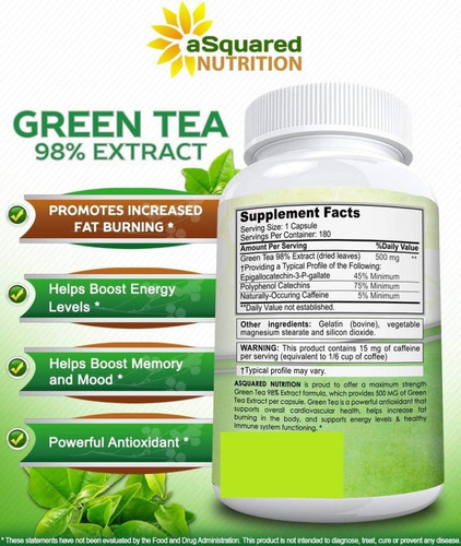 Suplemento De Extracto De Té Verde Con Egcg - 180 Cápsulas