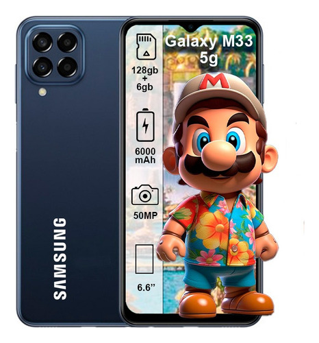  Samsung Galaxy M33 5g (6000 Mah) 5g Dual Sim 128 Gb Blue 6 Gb Ram  (Reacondicionado)
