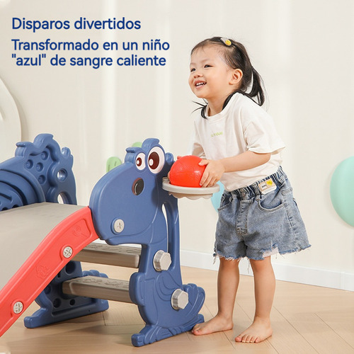 Resbaladilla Tobogán Infantiles Con Canasta De Baloncesto Azul