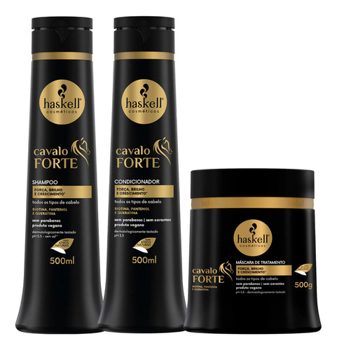 Haskell Kit Cavalo Forte Shampoo Condicionador Máscara 500g