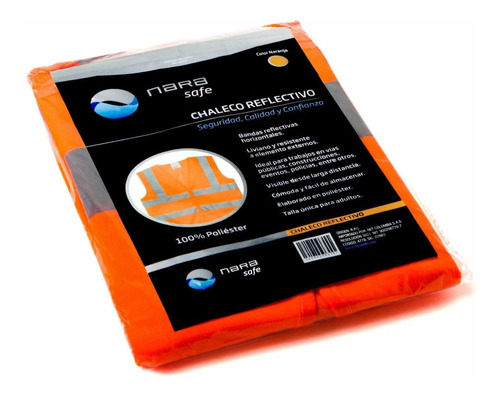 Imagen 3 de 5 de Chaleco Reflectivo En Poliéster Color Naranja - Narasafe
