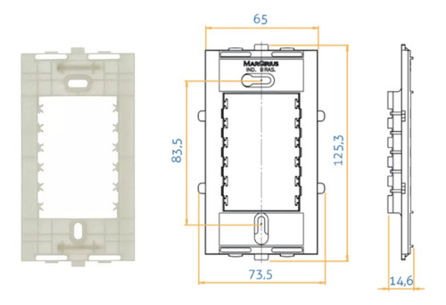Suporte 4x2 Margirius Linha Sleek Ate 3 Modulos - Kit C/ 10