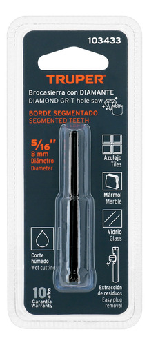 Broca Diamantada Para Cortes Finos Sin Despostillar 5/16