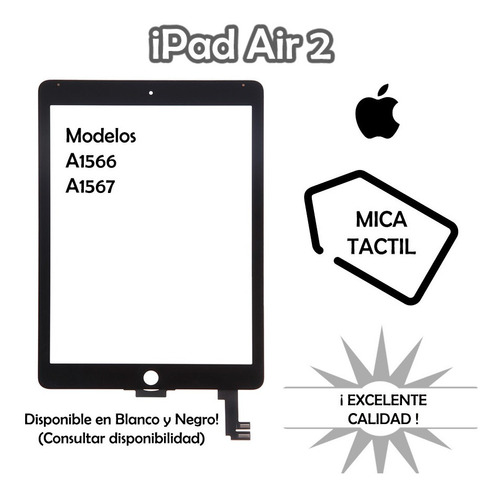 Mica Tactil Touch Screen iPad Air 2 - Ccs + Garantia