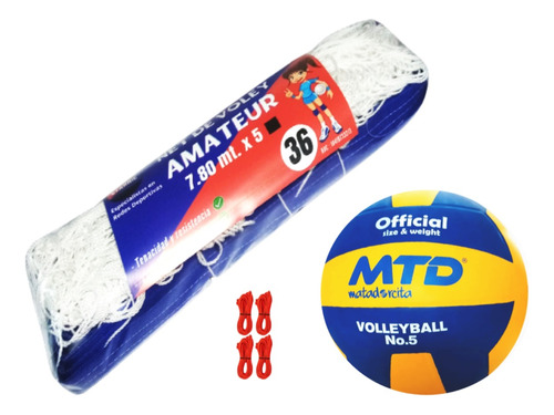 Net Red Malla  Voley + Pelota Mtd +  Cuerdas