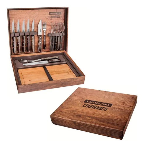 Kit Churrasco Jumbo Polywood Castanh Tramontina Maleta 15 Pç