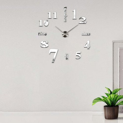 Diy Reloj De Pared, Pegatinas De Superficie De Espejo 3d