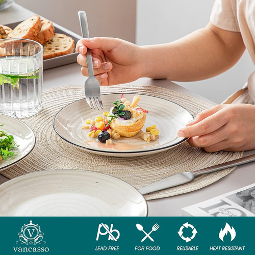Platos Set Aperitivo 19 Cms 6 Pcs Cerámica Redonda