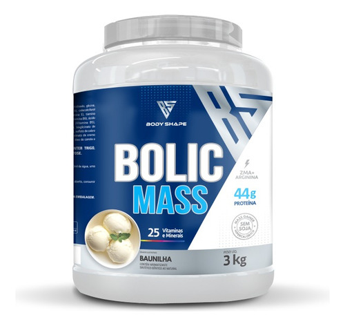 Hipercalórico Bolic Mass 3kg 44g Proteína - Body Shape Sabor Baunilha