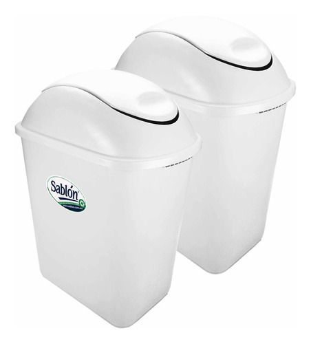 2 Pack Cesto Jumbo 26 L Sin Asas C/tapa Balancín En Colores Color Blanco