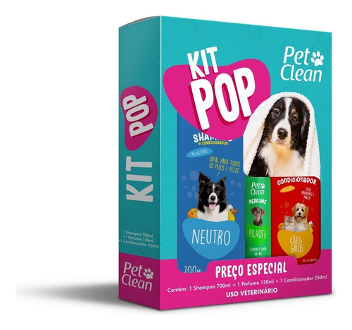 Kit Pop Shampoo Condicionador E Perfume Para Cachorro Gatos Fragrância Suave