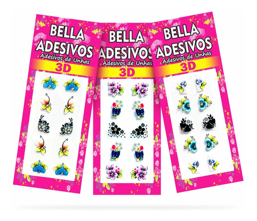 500 Adesivos De Unha Bella Adesivos, 50 Cartelas