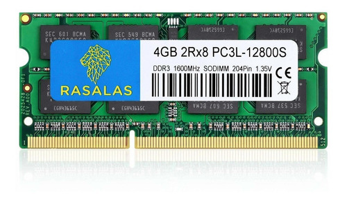 Memoria Ram 4gb 1x4gb Ddr3 1600 Mhz Sodimm Rasalas