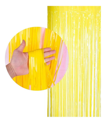 Cortina Neon Flecos Amarillo 1x2m Cumpleaños Boda