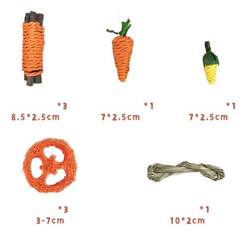 9x Hámster Juguetes Para Masticar Conejo, Rama De Árbol,