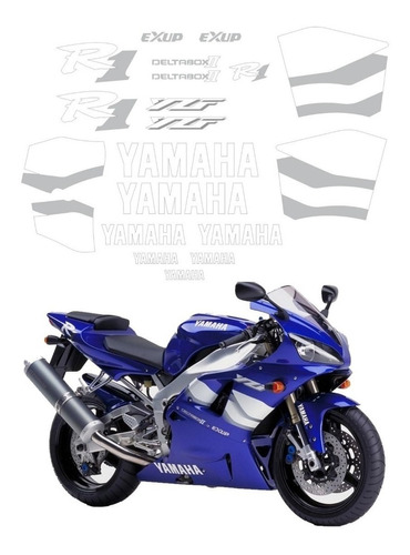 Kit Adesivos Moto Yamaha R1 2000 Azul Ca-00683