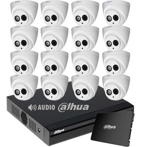 Kit Seguridad Dahua Dvr 16 Ch + 1 Tb + 16 Camaras 2mp Audio