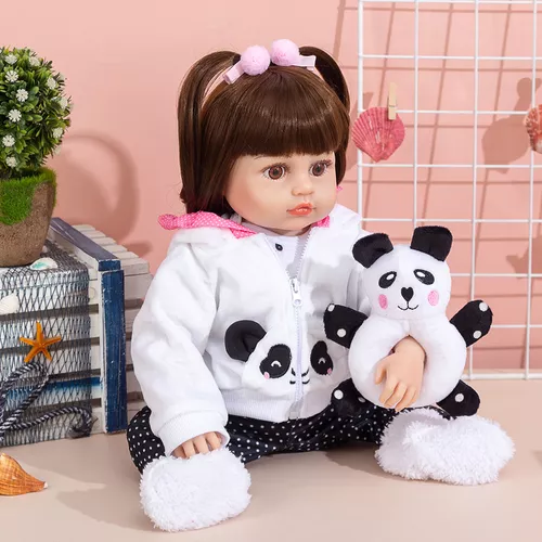 Bebé Reborn Sandra Panda de Olhos Abertos - Autobrinca Online