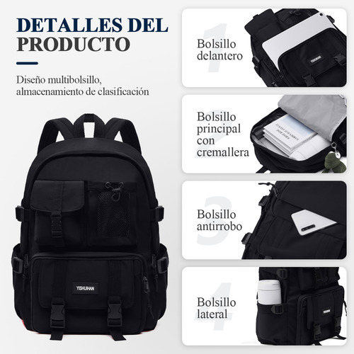 Mochila De Computadora Portátil De Gran Capacidad Bolsa De Fitness Mochila De Ocio Mochila Escolar, Con Adornos De Rana Colgantes, Color Negro
