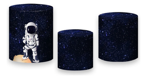 Trio De Capas De Cilindro 3d - Astronauta Na Galáxia