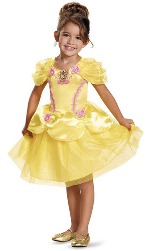 Disfraz Para Niña Princesa Bella Disney Talla Large (4-6)-