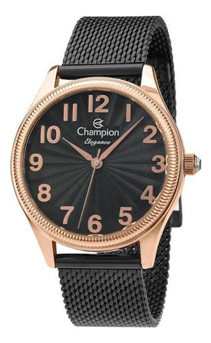 Relogio Champion Feminino Cn24468p Preto E Rose