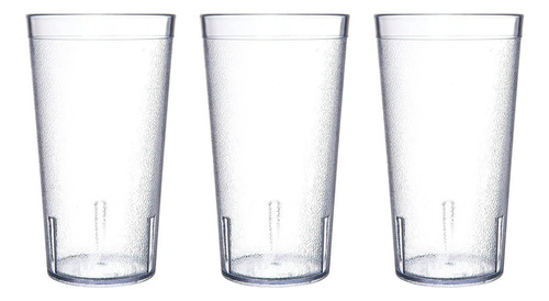 Vaso Hotelero Plastico Policarbonato Resistente 32 Oz 3 Pzs Color Transparente