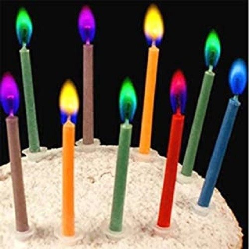 Vela Llama De Colores X 12 Unid - Vela Cumpleaños No Es Led