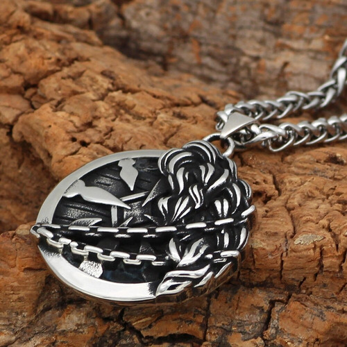 Imagen 7 de 9 de Collar Nórdico Vikingo Amuleto Acero Inoxidable Para Hombre
