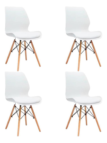 Kit 4 Cadeiras Charles Eames Eiffel Rubi - Branco