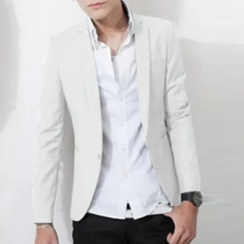 Blazer De Un Solo Botón Para Hombre, Color Liso, Corte Ajust