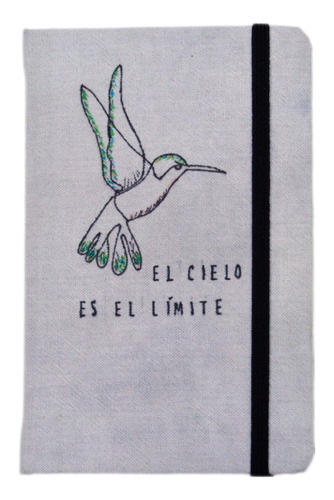 Libreta Tipo Moleskine Teñida Con Muicle, Colibrí Y Frase