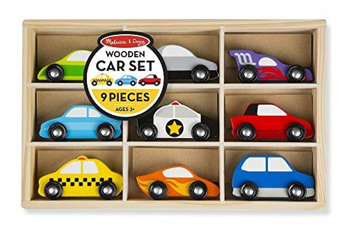 Set De Coches De Madera Melissa & Doug En Bandeja De Madera