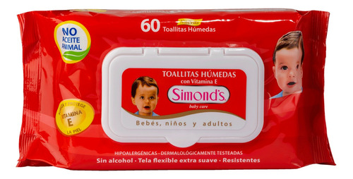 Toallitas Humedas Bebe Vitamina E (cj: 60 Unidades) Simonds