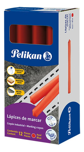 Crayon De Marcar Industrial Pelikan 762 (12) Color Rojo