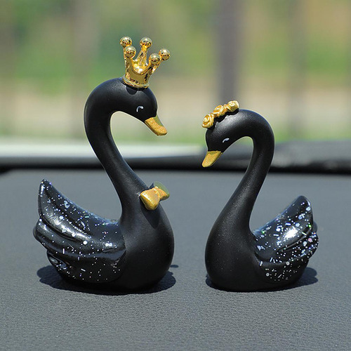 Resina Cisne Estatua De Pie Escultura Arte Novedad Negro