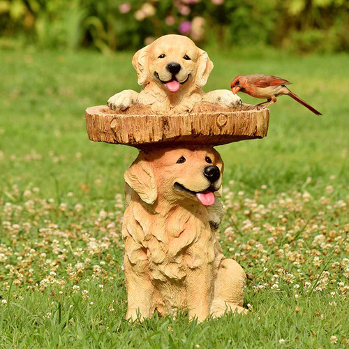 Estatua De Perro, Estatuilla De Jardín, Cuenco De Baño