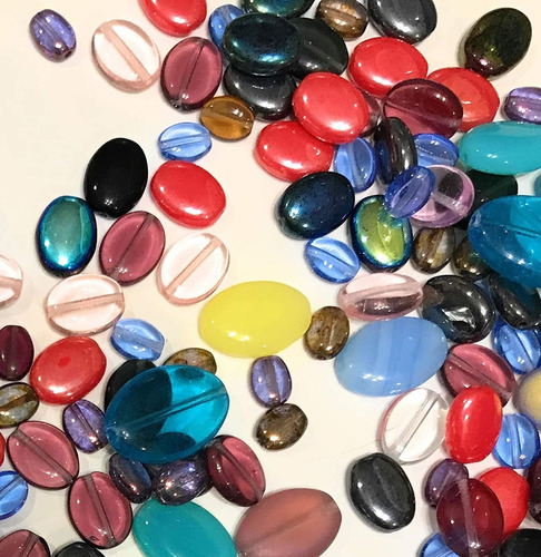 Perlas De Vidrio Oval Checa En Varios Colores Y Tamaños