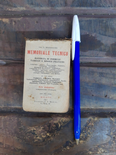 Antiguo Memoriale Tecnico Mazzocchi Italiano 1921 Lea Atte (Usado)