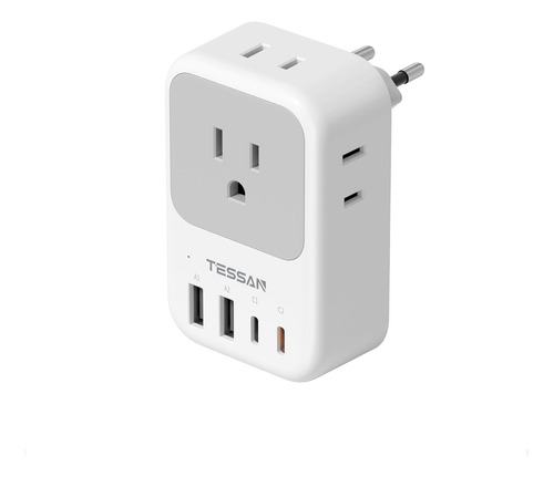 Adaptador De Enchufe Internacional Con 4 Tomas Y Usb-c